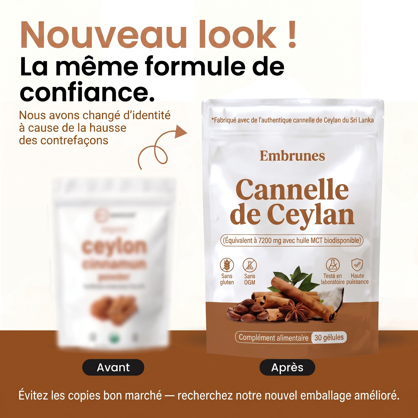 Cannelle de Ceylan Embrunes — 7 200 mg à l'huile MCT