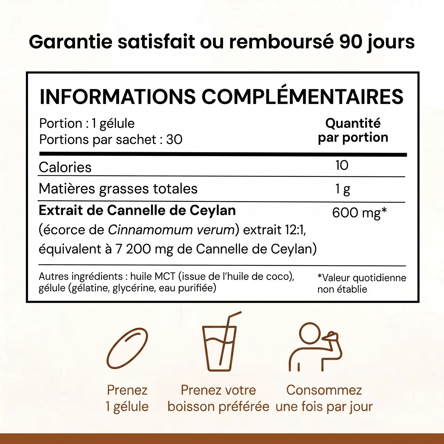 Cannelle de Ceylan Embrunes — 7 200 mg à l'huile MCT